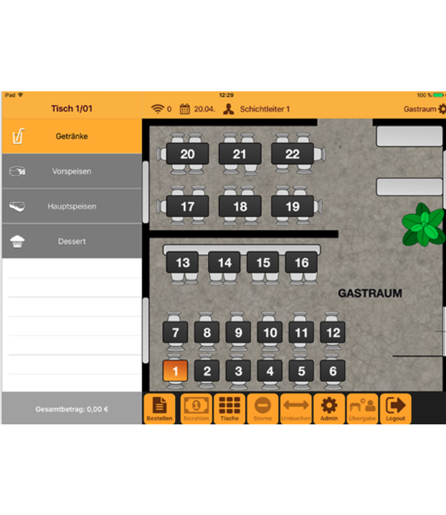 Gastrofix Kasse inkl. Tischplan