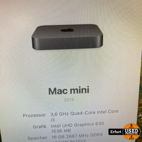 Apple MacMini 2018 i3 16GB RAM 128GB Grau