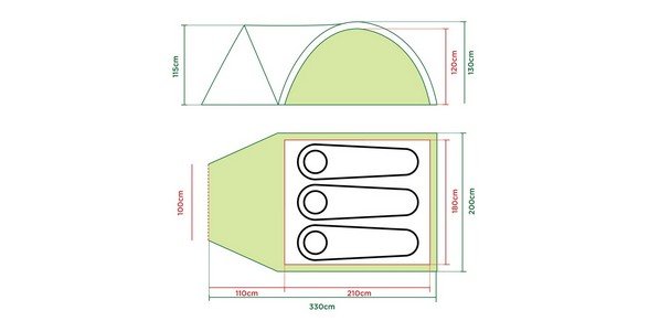 Coleman Koepeltent 3 pers. Darwin 3 Plus Olive-Antraciet 2000012149