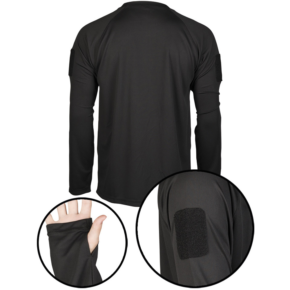 TACTISCH SNEL DROGENDE SHIRT MET LANGE MOUWEN  Zwart