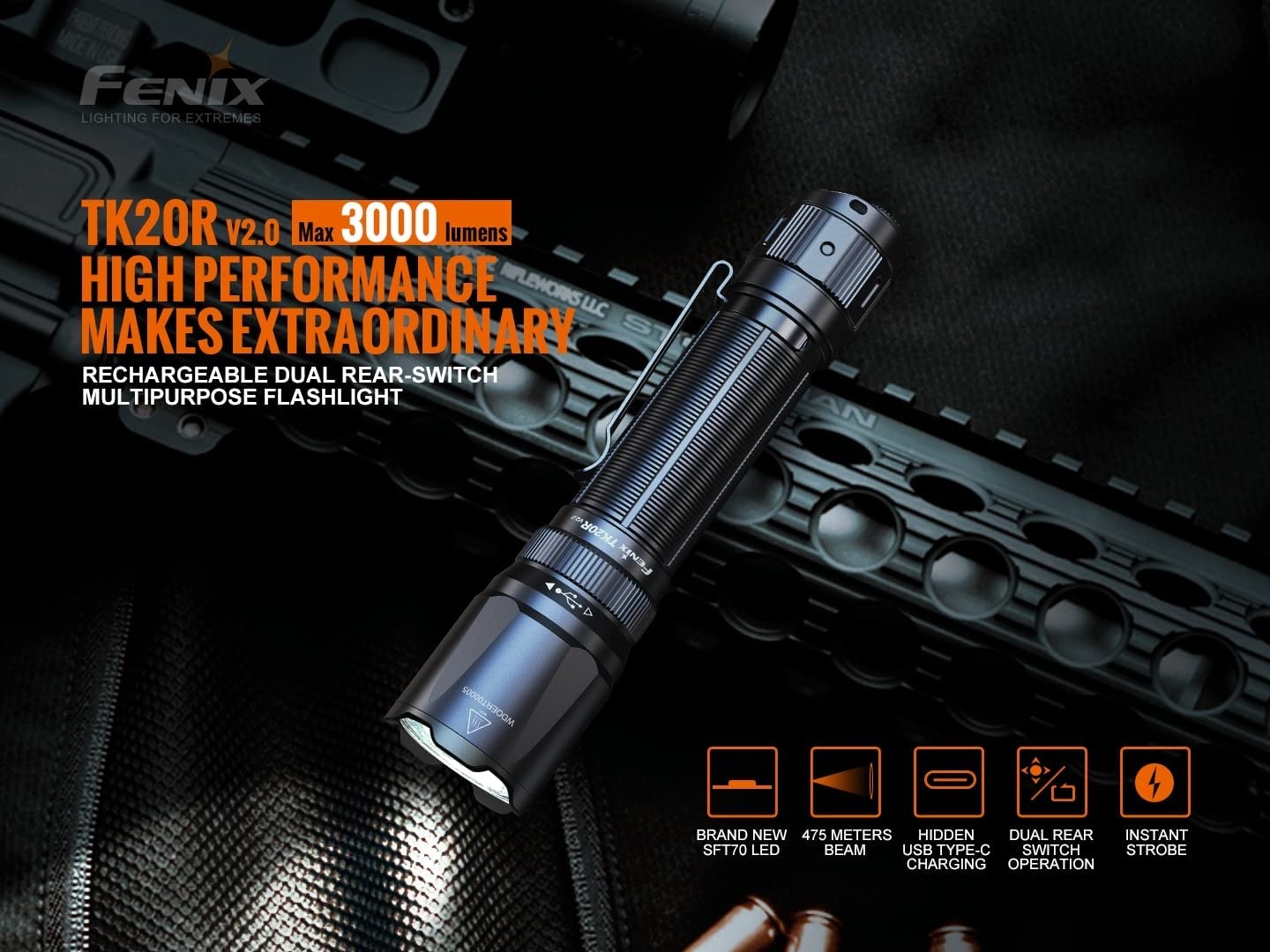 Fenix Fenix TK20R V2.0  oplaadbare tactische ledzaklamp