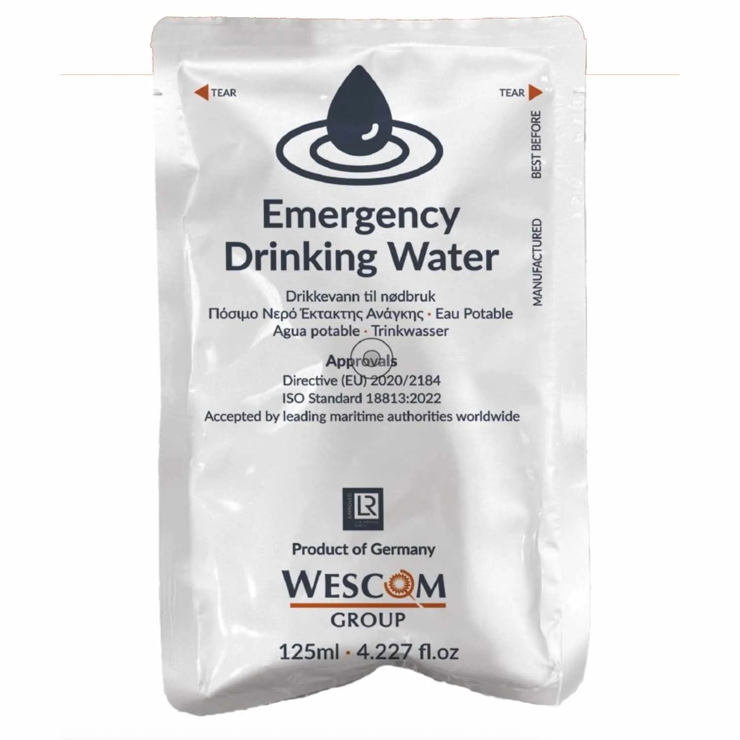 voorverpakte drinkwater-rantsoenen (4 zakjes van 125 ml)