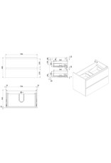 Wiesbaden Vision onderkast+2 laden 80x46 hoogglans grijs