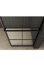 Wiesbaden inl.douche zwart raster+handdoekhouder 900x2000 10mm NANO glas