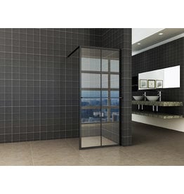 Wiesbaden inl.douche zwart raster+handdoekhouder 1000x2000 10mm NANO glas