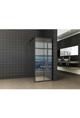 Wiesbaden inl.douche zwart raster+handdoekhouder 1200x2000 10mm NANO glas