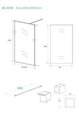 Wiesbaden Square inloopdouche 10mm NANO 800x2000 mat-zwart