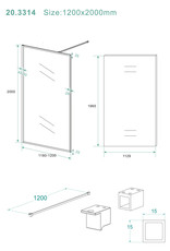 Wiesbaden Square inloopdouche 10mm NANO 1200x2000 mat-zwart