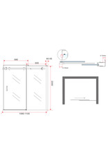 Wiesbaden schuifbare nisdeur 2-d. 1100x2000 chr.8mm NANO