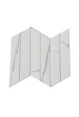 Linea Uno Chevron Carrara White 8 x 40 cm