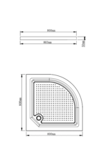 Linea Uno Siva 80x80 - Glans wit - Kwartrond - Douchebak