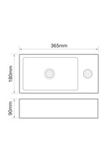 Linea Uno Ares 37 rechts - Glans wit - Toiletfontein