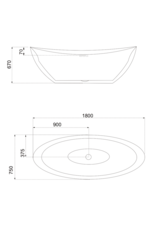 Linea Uno Manu 180 - Mat wit - Vrijstaand bad