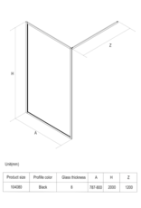 Linea Uno Sfera 80 x 200 - Mat zwart - Inloopdouche