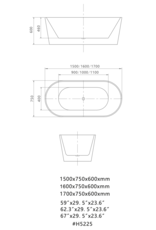 Linea Uno Teika 170 - Mat wit - Vrijstaand bad