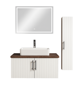 Linea Uno Raflad 100 - Glans wit - Badmeubel