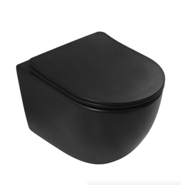 Linea Uno Ravius 48 - Mat zwart - Toiletpot met zitting