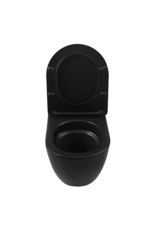 Linea Uno Ravius 48 - Mat zwart - Toiletpot met zitting