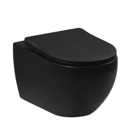 Linea Uno Ravius 53 - Mat zwart - Toiletpot met zitting