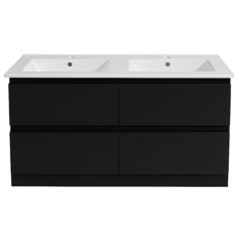 Linea Uno Kode 120 - Mat zwart - Badmeubel