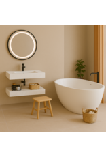 Linea Uno Varden 60 - Wit marmerlook - Badmeubel