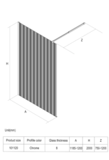 Linea Uno Oslo 120 x 200 - Glans goud - Inloopdouche