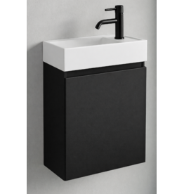 Linea Uno Volda 40 rechts - Mat zwart - Toiletmeubel