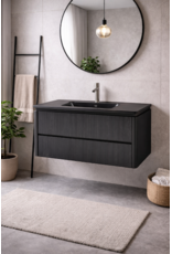 Linea Uno Zorna 100 - Mat zwart - Badmeubel