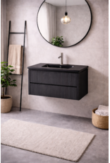 Linea Uno Zorna 80 - Mat zwart - Badmeubel