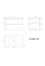 Linea Uno Sin 80 - Glans wit - Badmeubel