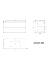 Linea Uno Sin 100 - Glans wit - Badmeubel