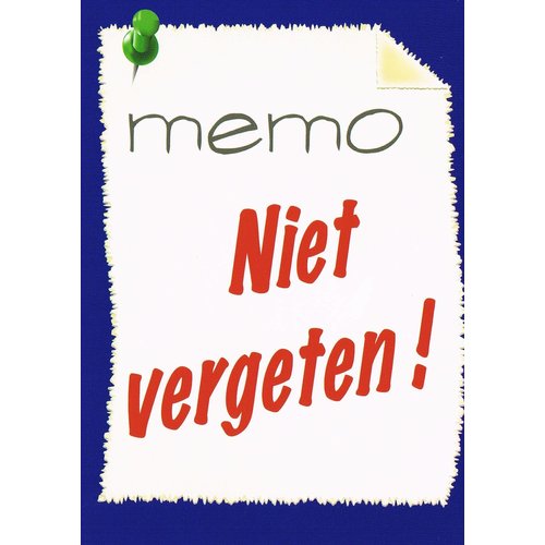 Traktaat: Memo Niet vergeten! ( 1 stk = set van 10 dezelfde traktaten)