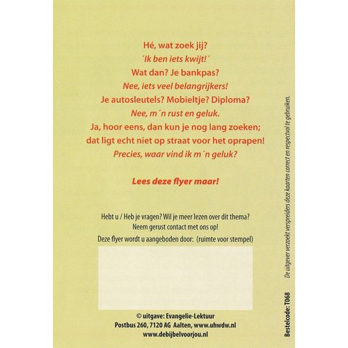 Traktaat: 'Lost & Found'  ( 1 stuk  = set van 10 dezelfde traktaten)