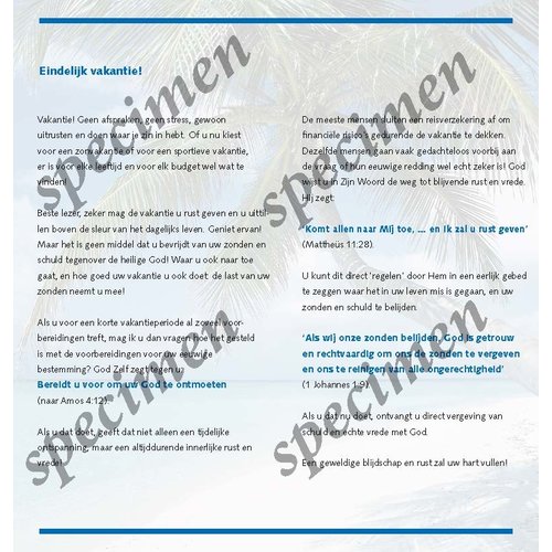 Traktaat: eindelijk vakantie!  (1 stuk = set à 10 dezelfde traktaten)