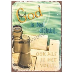 Magneet 5x7 met de tekst: God is heel dichtbij, ook als je het niet voelt.