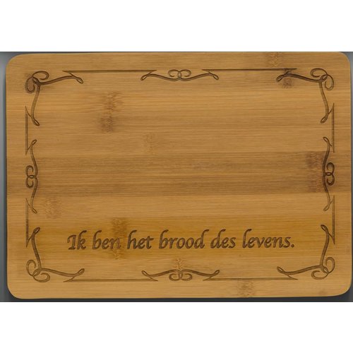 Broodplank met de tekst: Ik ben het brood des levens