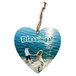 heart-shaped wooden wall sign/hartvormig houte n wandbord met de tekst: Blessings!