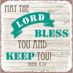 metal fridge magnet/metalen magneet 7x7 cm. met de tekst: May the Lord bless you and keep you!