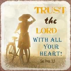 metal fridge magnet/metalen magneet 7x7 cm. met de tekst: trust the Lord with all your heart