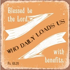 metal fridge magnet/metalen magneet 7x7cm. met de tekst: Blessed be the Lord, who daily loads us wit