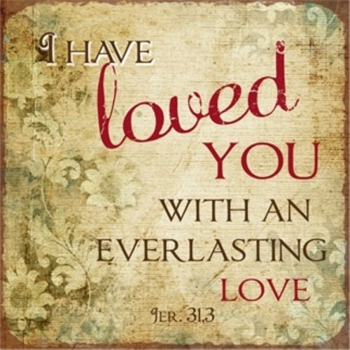 metal fridge magnet/metalen magneet 7x7 cm. met de tekst: I have loved you with an everlasting love