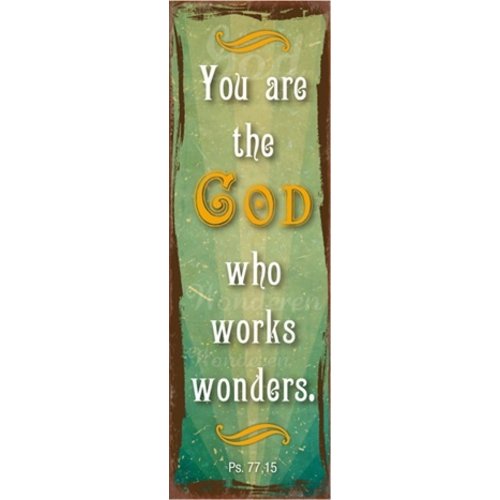 metal fridge magnet/metalen magneet 5x15 cm. met de tekst: You are the God who works wonders. Ps. 77