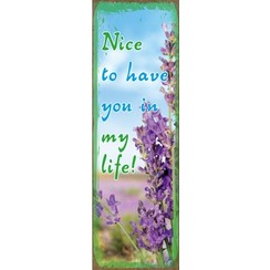 metal fridge magnet/metalen magneet 5x15 cm. met de tekst:  Nice to have you in my life!