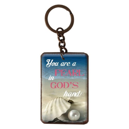 metal key chain/metalen sleutelhanger met de tekst:  You are a pearl in God's hands!