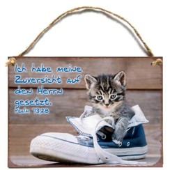 Holtschild A7 Wandhänger/wandbord met de tekst:  Ich habe meine Zuversicht auf den Herrn gesetzt.