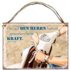 Wandhänger aus Metall/metalen wandbord A7 met de tekst:  Die auf den Herrn harren, gewinnen neue Kra