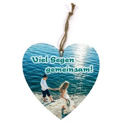 Holtzschild Wandhänger in Herzform/hartvormig wandbord met de tekst:  Viel Segen gemeinsam!