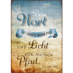 Kühlschrankmagnet aus Metall/metalen magneet  5x7 cm., 20 gr. met de tekst:  Dein Wort ist Leuchte m
