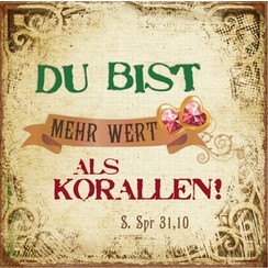 Kühlschrankmagnet aus Metall/metalen magneet  7x7 cm., 30 gr. met de tekst:  Du bist mehr wert als