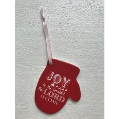 Wandbordje hars-steen, ong. 95 gr. en 12x10x0,5 cm, motief 8. Met de tekst: Joy to the world: the Lo